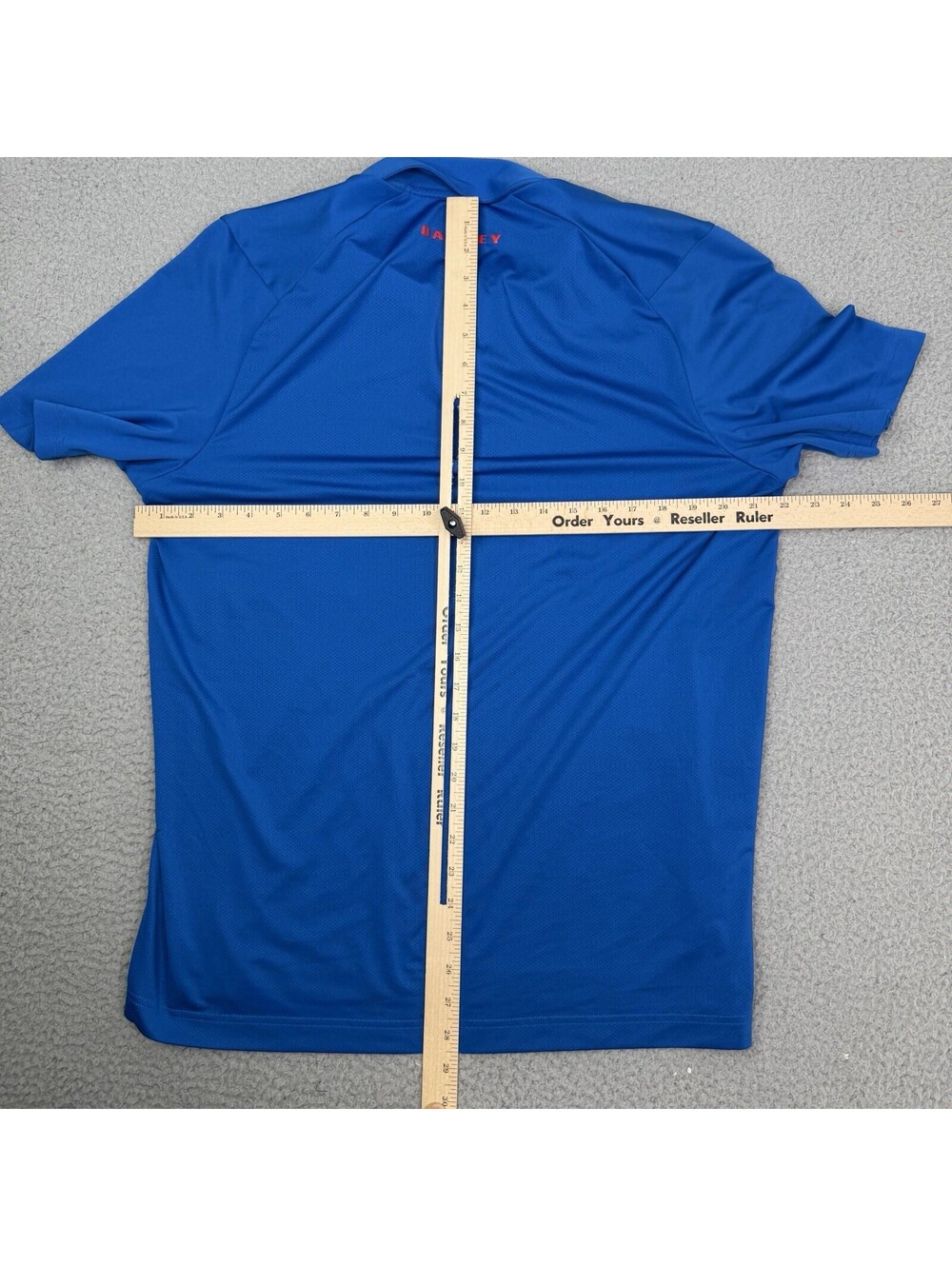 Oakley Mens Polo Shirt Large Regular Fit Blue Big Print Stretch Golf Top - Picture 6 of 9